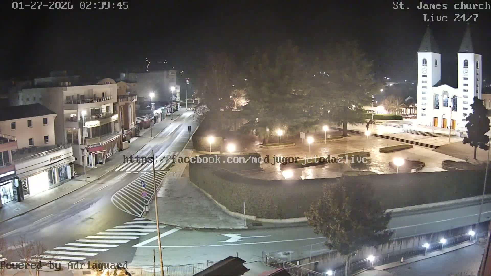 Međugorje,  Church of St. James the Greater (Apostle) Live Cam - Medugorje, Citluk, Herzegovina-Neretva, Federation of Bosnia and Herzegovina, Bosnia and Herzegovina