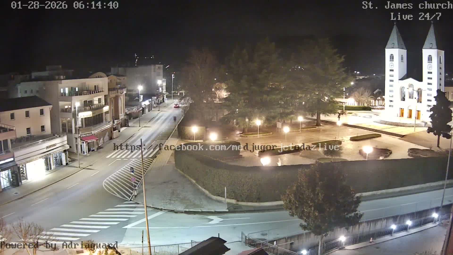 Međugorje,  Church of St. James the Greater (Apostle) Live Cam - Medugorje, Citluk, Herzegovina-Neretva, Federation of Bosnia and Herzegovina, Bosnia and Herzegovina