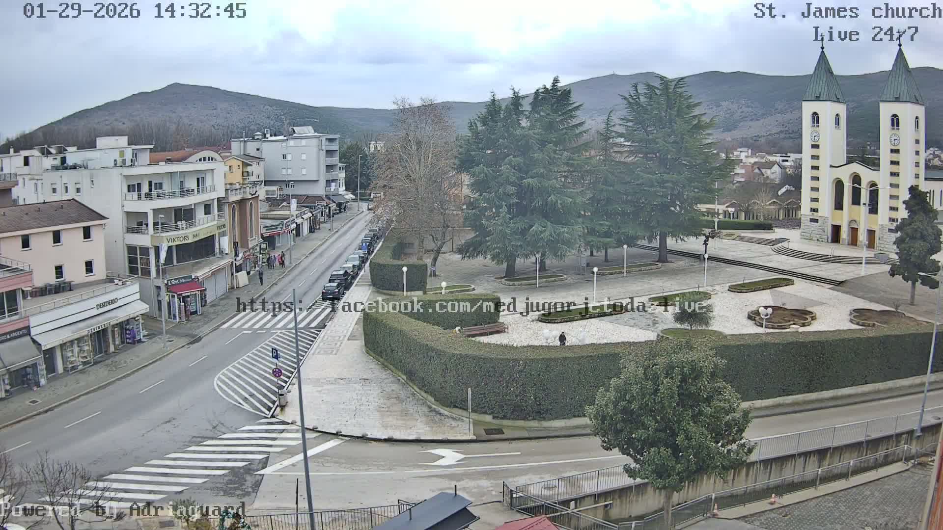 Međugorje,  Church of St. James the Greater (Apostle) Live Cam - Medugorje, Citluk, Herzegovina-Neretva, Federation of Bosnia and Herzegovina, Bosnia and Herzegovina