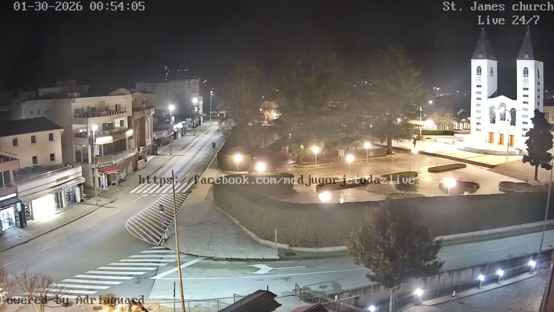 Međugorje,  Church of St. James the Greater (Apostle) Live Cam - Medugorje, Citluk, Herzegovina-Neretva, Federation of Bosnia and Herzegovina, Bosnia and Herzegovina
