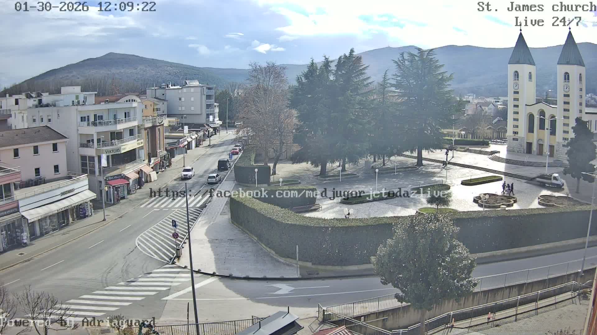 Međugorje,  Church of St. James the Greater (Apostle) Live Cam - Medugorje, Citluk, Herzegovina-Neretva, Federation of Bosnia and Herzegovina, Bosnia and Herzegovina