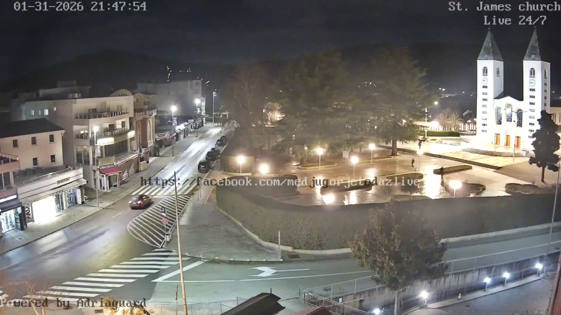 Međugorje,  Church of St. James the Greater (Apostle) Live Cam - Medugorje, Citluk, Herzegovina-Neretva, Federation of Bosnia and Herzegovina, Bosnia and Herzegovina