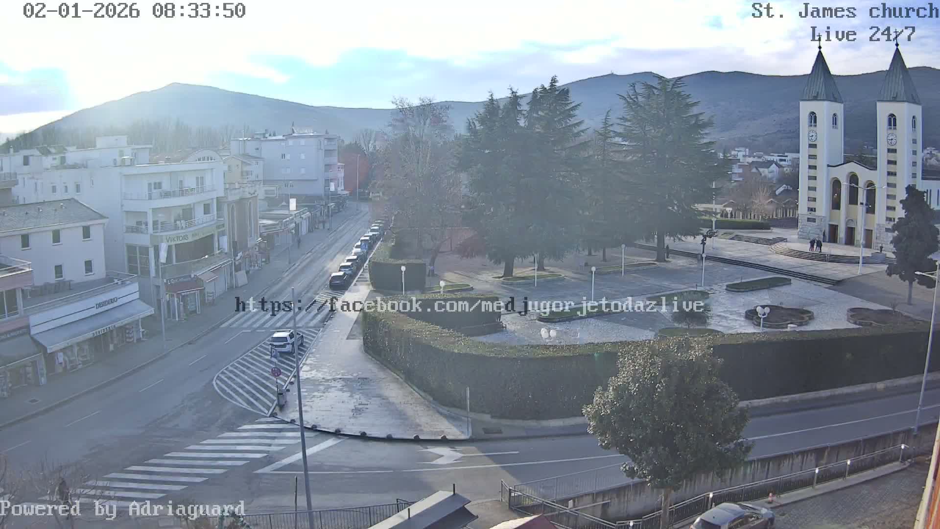 Međugorje,  Church of St. James the Greater (Apostle) Live Cam - Medugorje, Citluk, Herzegovina-Neretva, Federation of Bosnia and Herzegovina, Bosnia and Herzegovina