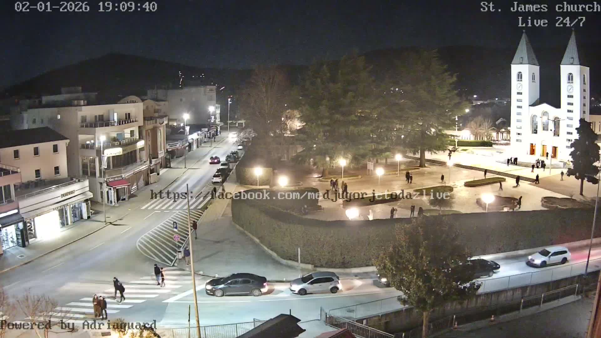 Međugorje,  Church of St. James the Greater (Apostle) Live Cam - Medugorje, Citluk, Herzegovina-Neretva, Federation of Bosnia and Herzegovina, Bosnia and Herzegovina