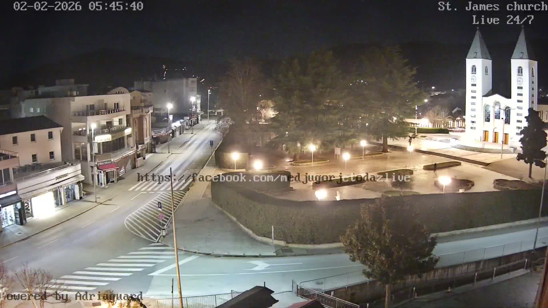 Međugorje,  Church of St. James the Greater (Apostle) Live Cam - Medugorje, Citluk, Herzegovina-Neretva, Federation of Bosnia and Herzegovina, Bosnia and Herzegovina