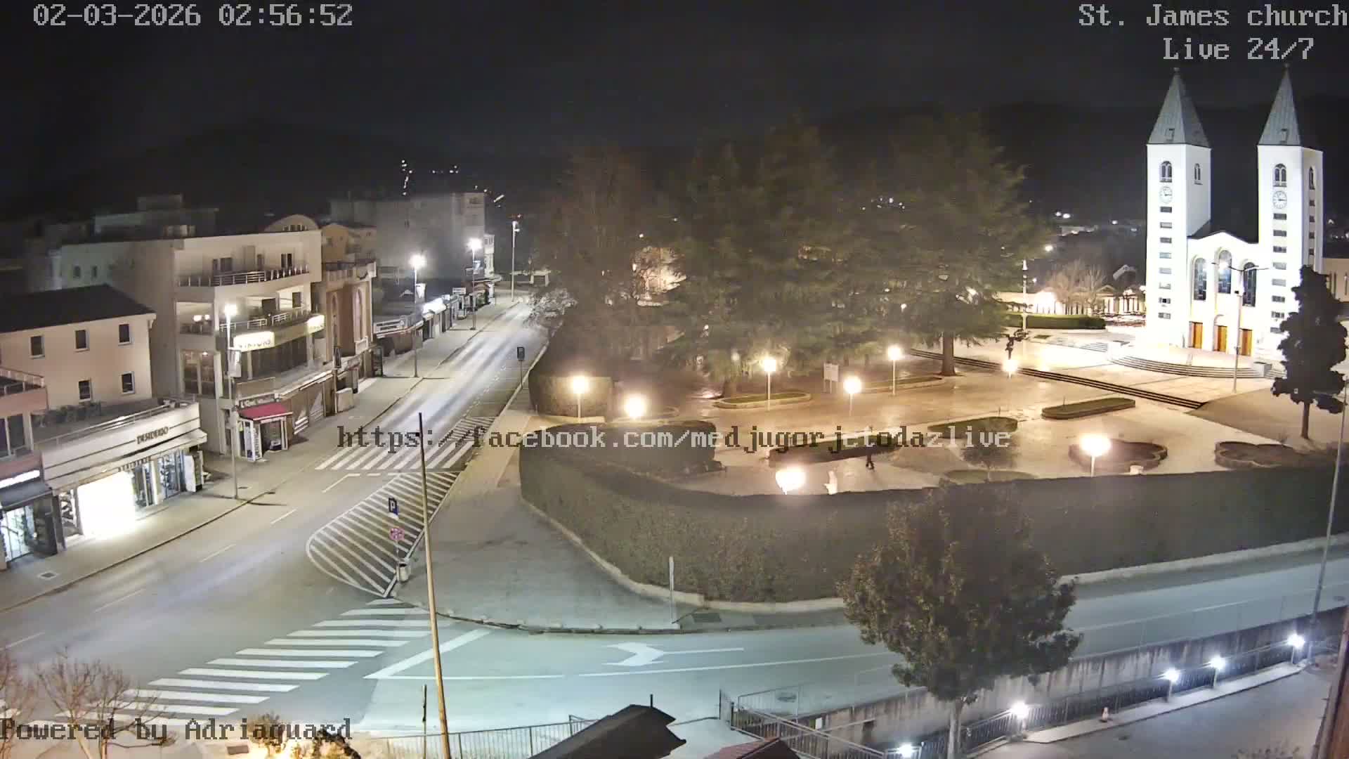 Međugorje,  Church of St. James the Greater (Apostle) Live Cam - Medugorje, Citluk, Herzegovina-Neretva, Federation of Bosnia and Herzegovina, Bosnia and Herzegovina