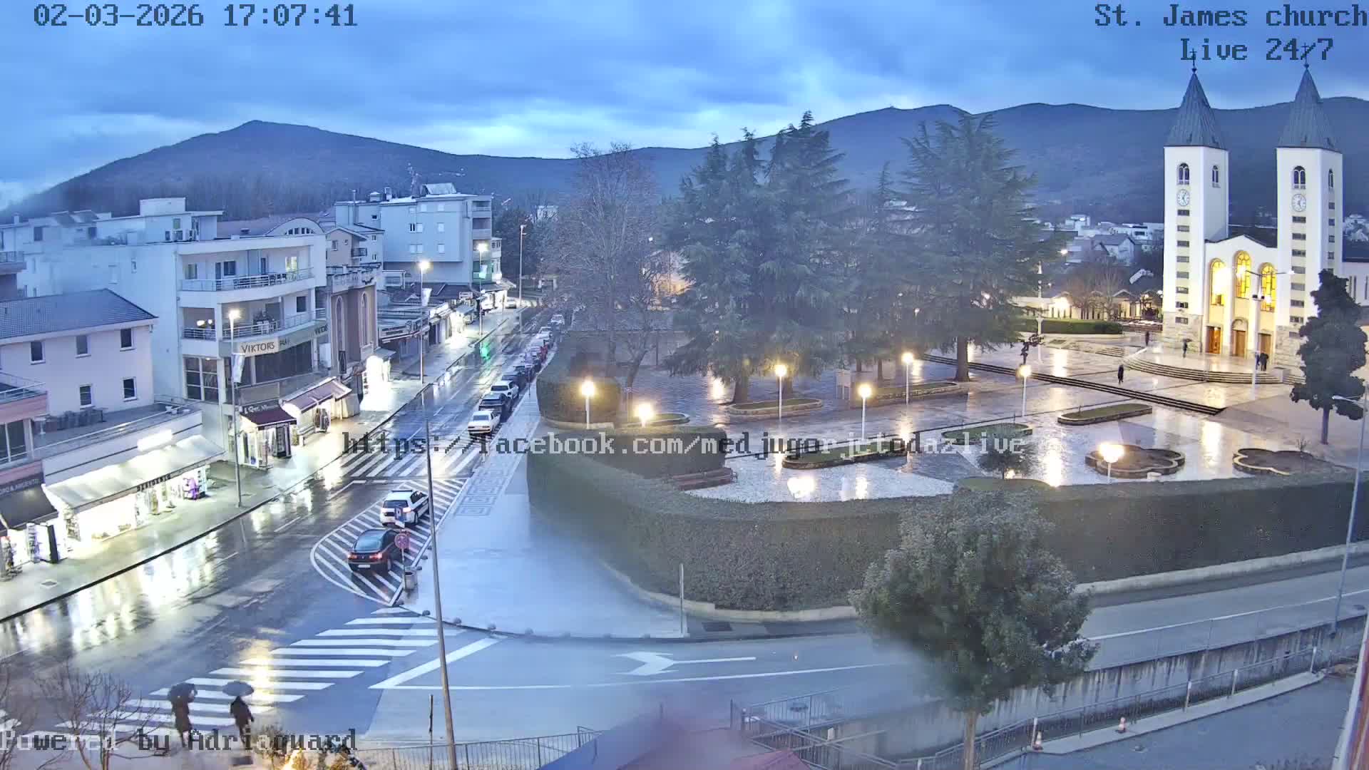 Međugorje,  Church of St. James the Greater (Apostle) Live Cam - Medugorje, Citluk, Herzegovina-Neretva, Federation of Bosnia and Herzegovina, Bosnia and Herzegovina