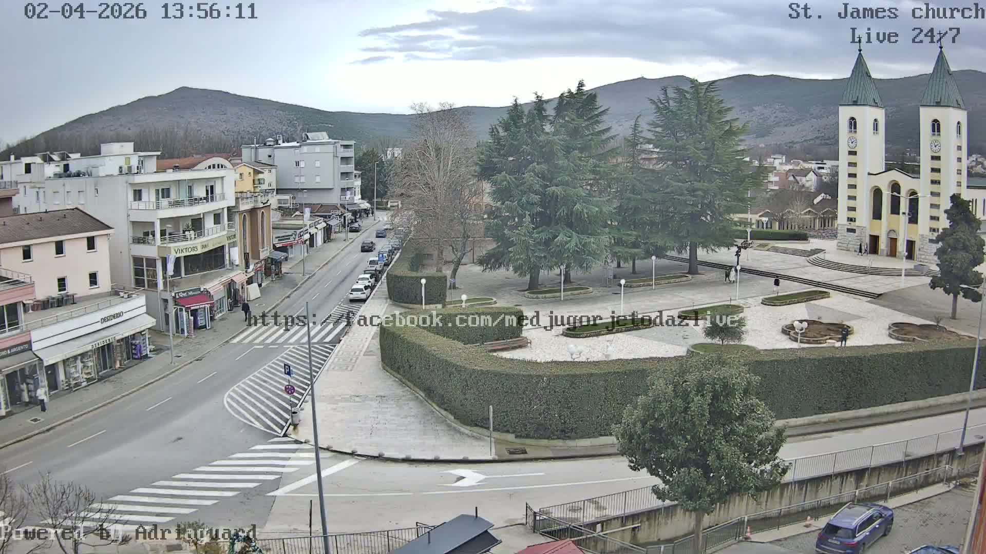 Međugorje,  Church of St. James the Greater (Apostle) Live Cam - Medugorje, Citluk, Herzegovina-Neretva, Federation of Bosnia and Herzegovina, Bosnia and Herzegovina