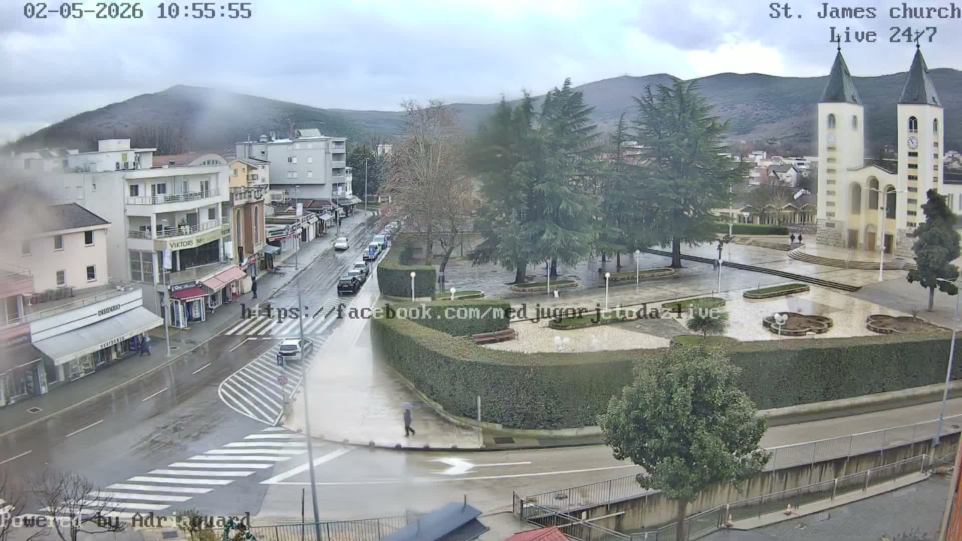 Međugorje,  Church of St. James the Greater (Apostle) Live Cam - Medugorje, Citluk, Herzegovina-Neretva, Federation of Bosnia and Herzegovina, Bosnia and Herzegovina