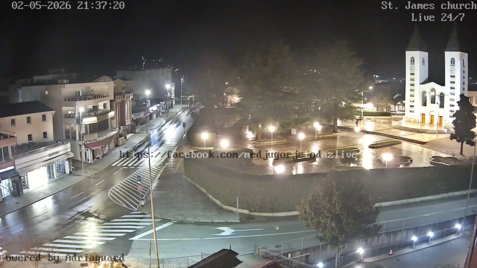 Međugorje,  Church of St. James the Greater (Apostle) Live Cam - Medugorje, Citluk, Herzegovina-Neretva, Federation of Bosnia and Herzegovina, Bosnia and Herzegovina
