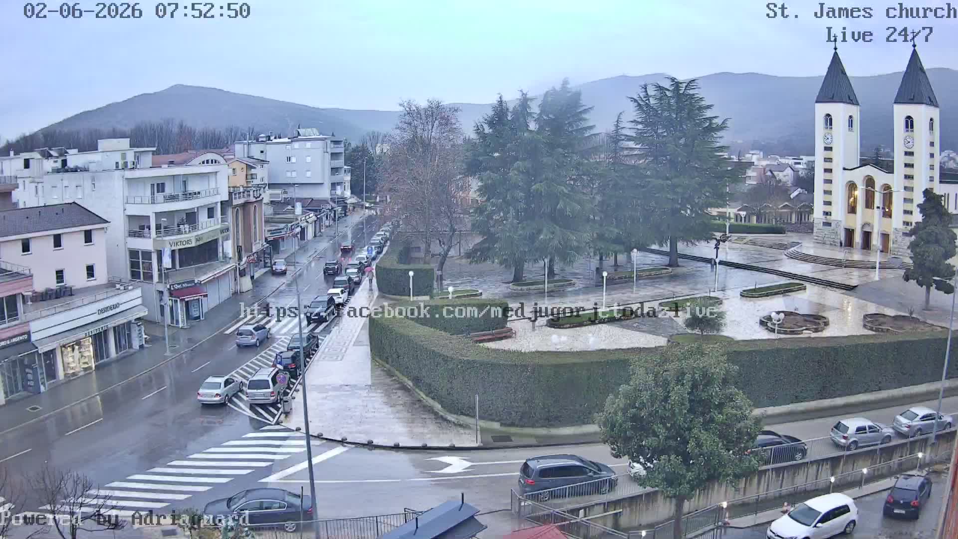 Međugorje,  Church of St. James the Greater (Apostle) Live Cam - Medugorje, Citluk, Herzegovina-Neretva, Federation of Bosnia and Herzegovina, Bosnia and Herzegovina