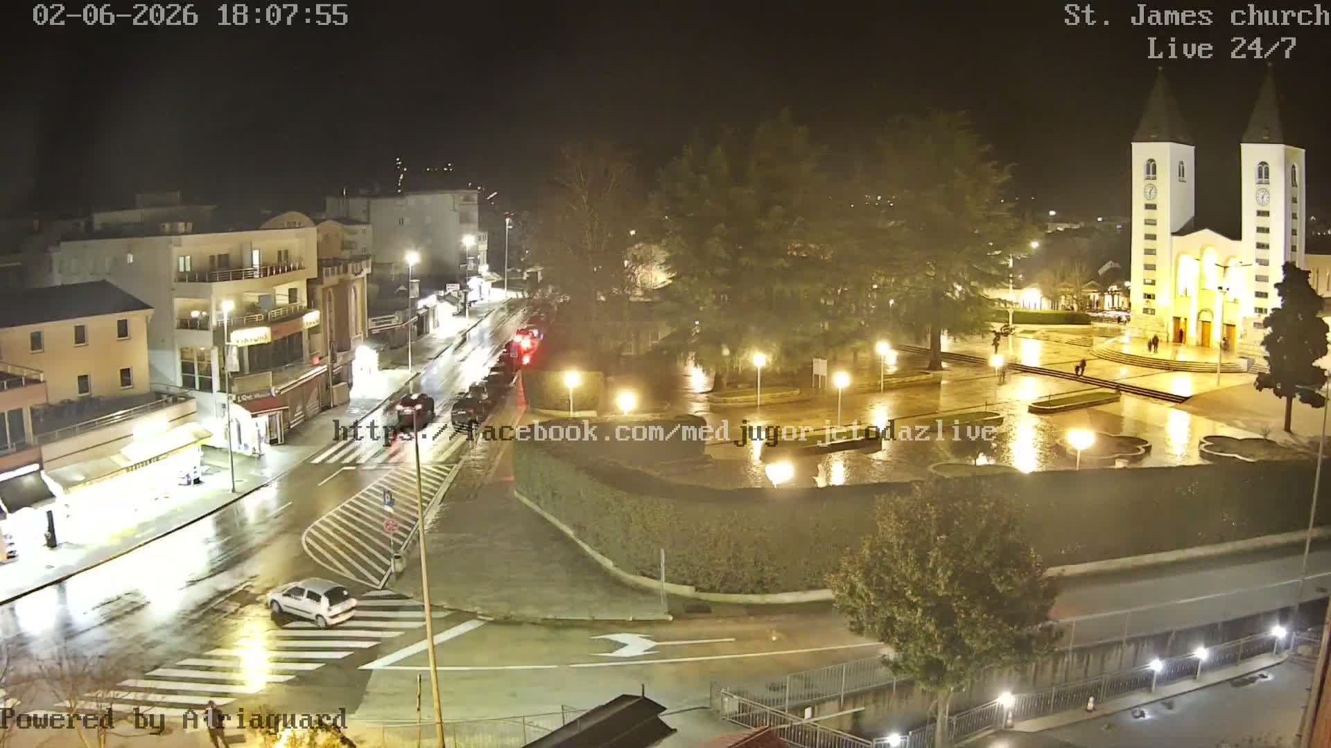 Međugorje,  Church of St. James the Greater (Apostle) Live Cam - Medugorje, Citluk, Herzegovina-Neretva, Federation of Bosnia and Herzegovina, Bosnia and Herzegovina