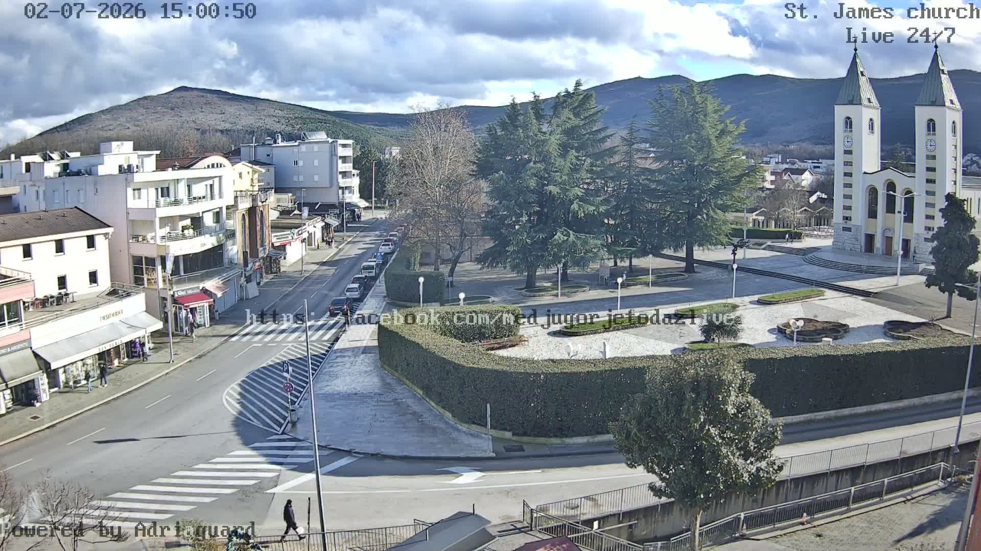 Međugorje,  Church of St. James the Greater (Apostle) Live Cam - Medugorje, Citluk, Herzegovina-Neretva, Federation of Bosnia and Herzegovina, Bosnia and Herzegovina