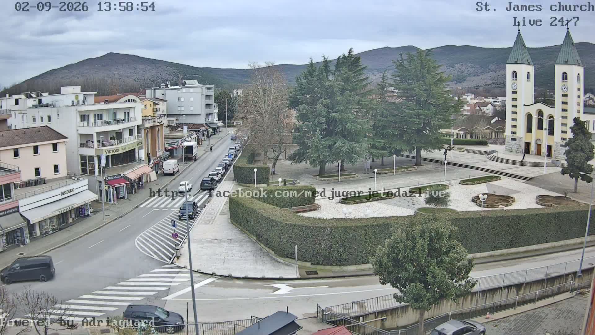 Međugorje,  Church of St. James the Greater (Apostle) Live Cam - Medugorje, Citluk, Herzegovina-Neretva, Federation of Bosnia and Herzegovina, Bosnia and Herzegovina