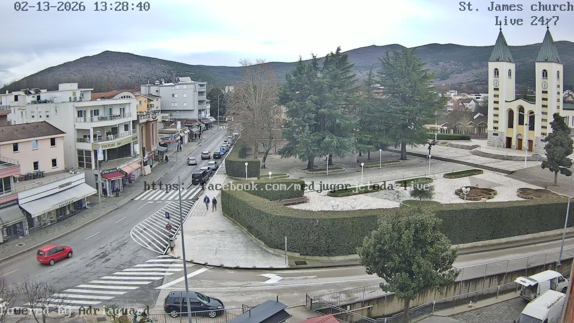 Međugorje,  Church of St. James the Greater (Apostle) Live Cam - Medugorje, Citluk, Herzegovina-Neretva, Federation of Bosnia and Herzegovina, Bosnia and Herzegovina