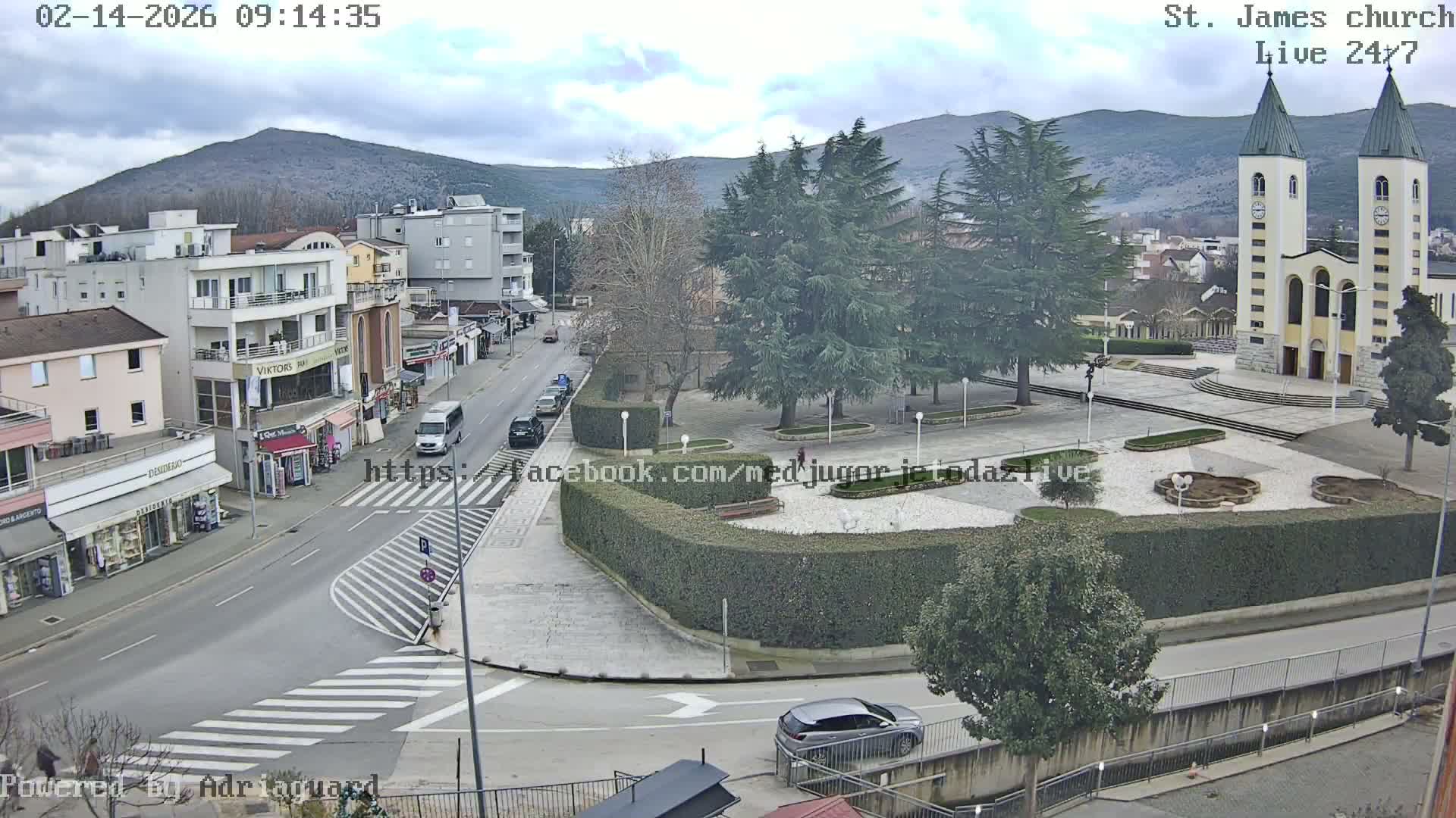 Međugorje,  Church of St. James the Greater (Apostle) Live Cam - Medugorje, Citluk, Herzegovina-Neretva, Federation of Bosnia and Herzegovina, Bosnia and Herzegovina