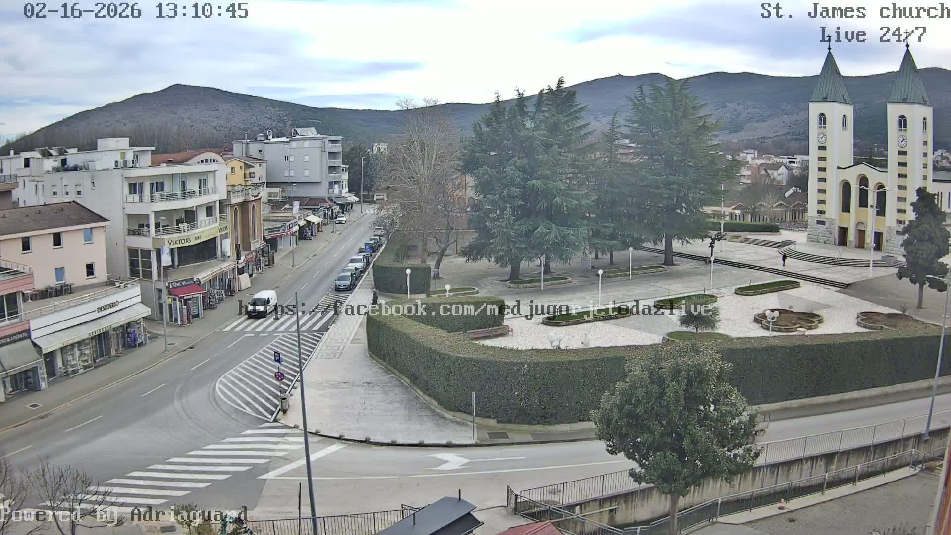 Međugorje,  Church of St. James the Greater (Apostle) Live Cam - Medugorje, Citluk, Herzegovina-Neretva, Federation of Bosnia and Herzegovina, Bosnia and Herzegovina