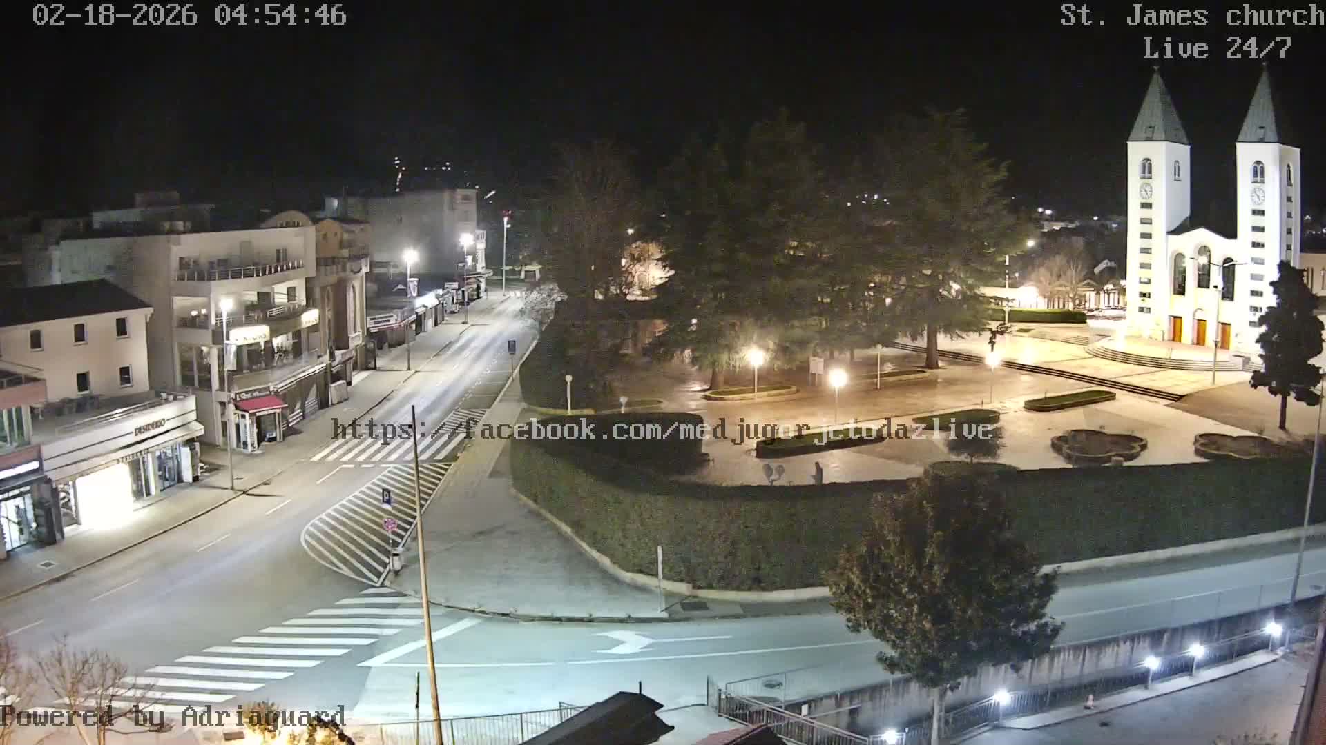 Međugorje,  Church of St. James the Greater (Apostle) Live Cam - Medugorje, Citluk, Herzegovina-Neretva, Federation of Bosnia and Herzegovina, Bosnia and Herzegovina