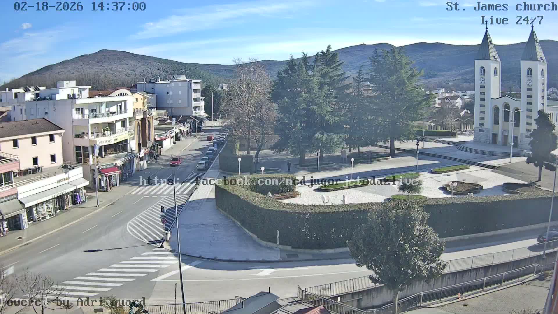 Međugorje,  Church of St. James the Greater (Apostle) Live Cam - Medugorje, Citluk, Herzegovina-Neretva, Federation of Bosnia and Herzegovina, Bosnia and Herzegovina