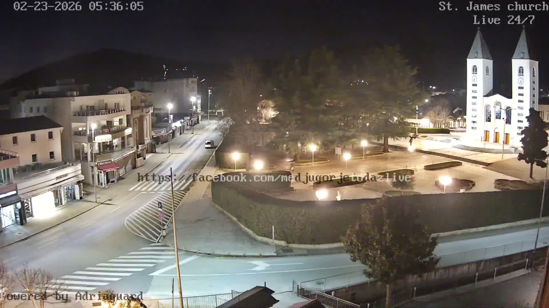 Međugorje,  Church of St. James the Greater (Apostle) Live Cam - Medugorje, Citluk, Herzegovina-Neretva, Federation of Bosnia and Herzegovina, Bosnia and Herzegovina
