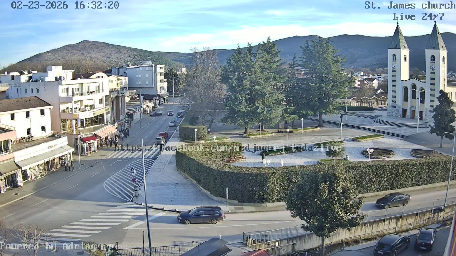 Međugorje,  Church of St. James the Greater (Apostle) Live Cam - Medugorje, Citluk, Herzegovina-Neretva, Federation of Bosnia and Herzegovina, Bosnia and Herzegovina