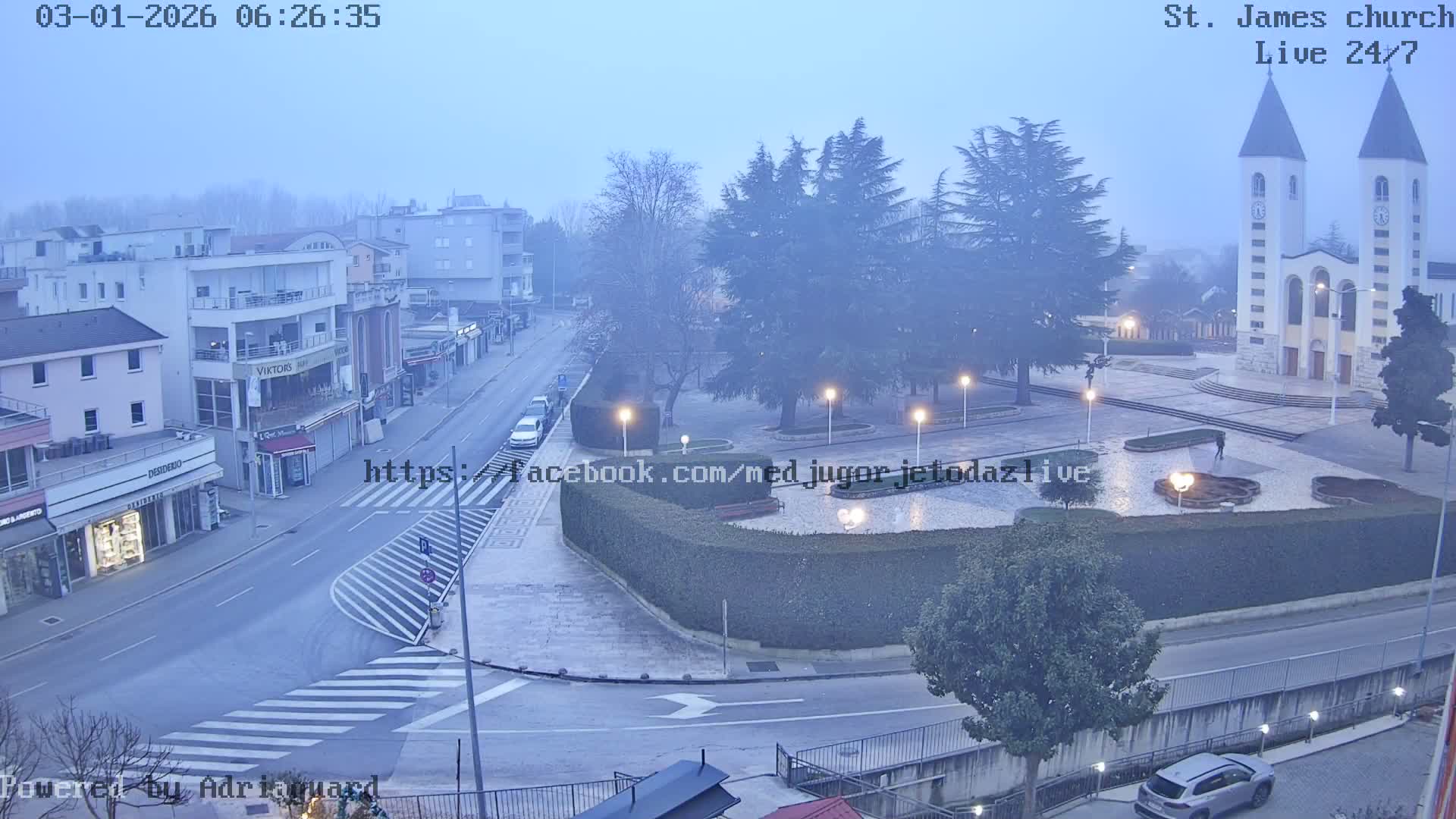 Međugorje,  Church of St. James the Greater (Apostle) Live Cam - Medugorje, Citluk, Herzegovina-Neretva, Federation of Bosnia and Herzegovina, Bosnia and Herzegovina