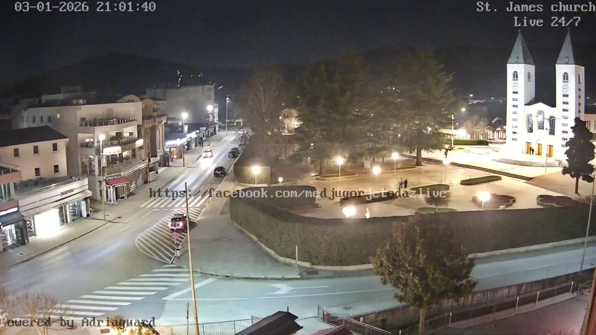 Međugorje,  Church of St. James the Greater (Apostle) Live Cam - Medugorje, Citluk, Herzegovina-Neretva, Federation of Bosnia and Herzegovina, Bosnia and Herzegovina