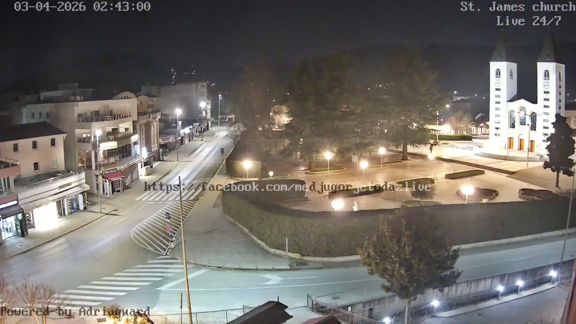 Međugorje,  Church of St. James the Greater (Apostle) Live Cam - Medugorje, Citluk, Herzegovina-Neretva, Federation of Bosnia and Herzegovina, Bosnia and Herzegovina