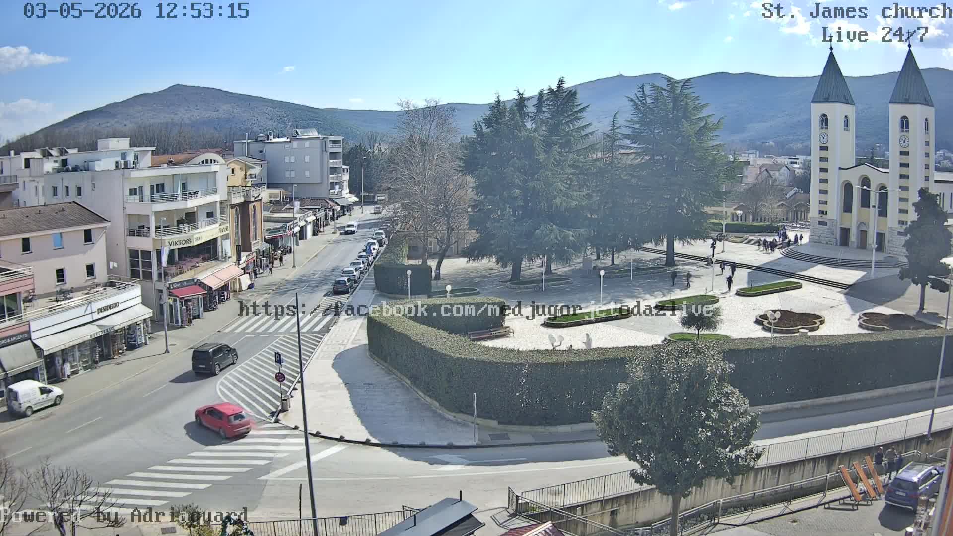 Međugorje,  Church of St. James the Greater (Apostle) Live Cam - Medugorje, Citluk, Herzegovina-Neretva, Federation of Bosnia and Herzegovina, Bosnia and Herzegovina