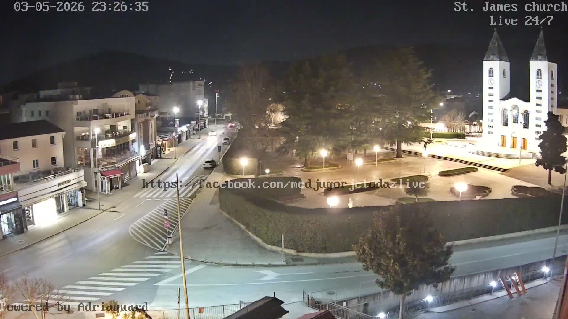 Međugorje,  Church of St. James the Greater (Apostle) Live Cam - Medugorje, Citluk, Herzegovina-Neretva, Federation of Bosnia and Herzegovina, Bosnia and Herzegovina