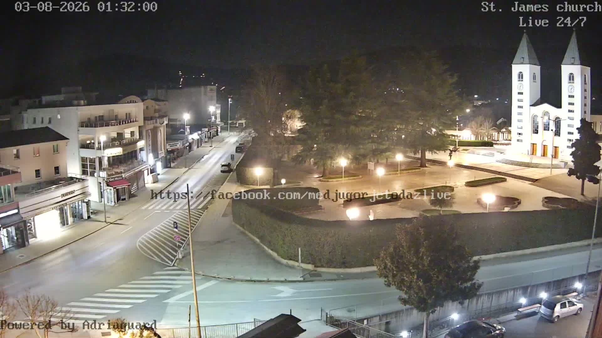 Međugorje,  Church of St. James the Greater (Apostle) Live Cam - Medugorje, Citluk, Herzegovina-Neretva, Federation of Bosnia and Herzegovina, Bosnia and Herzegovina