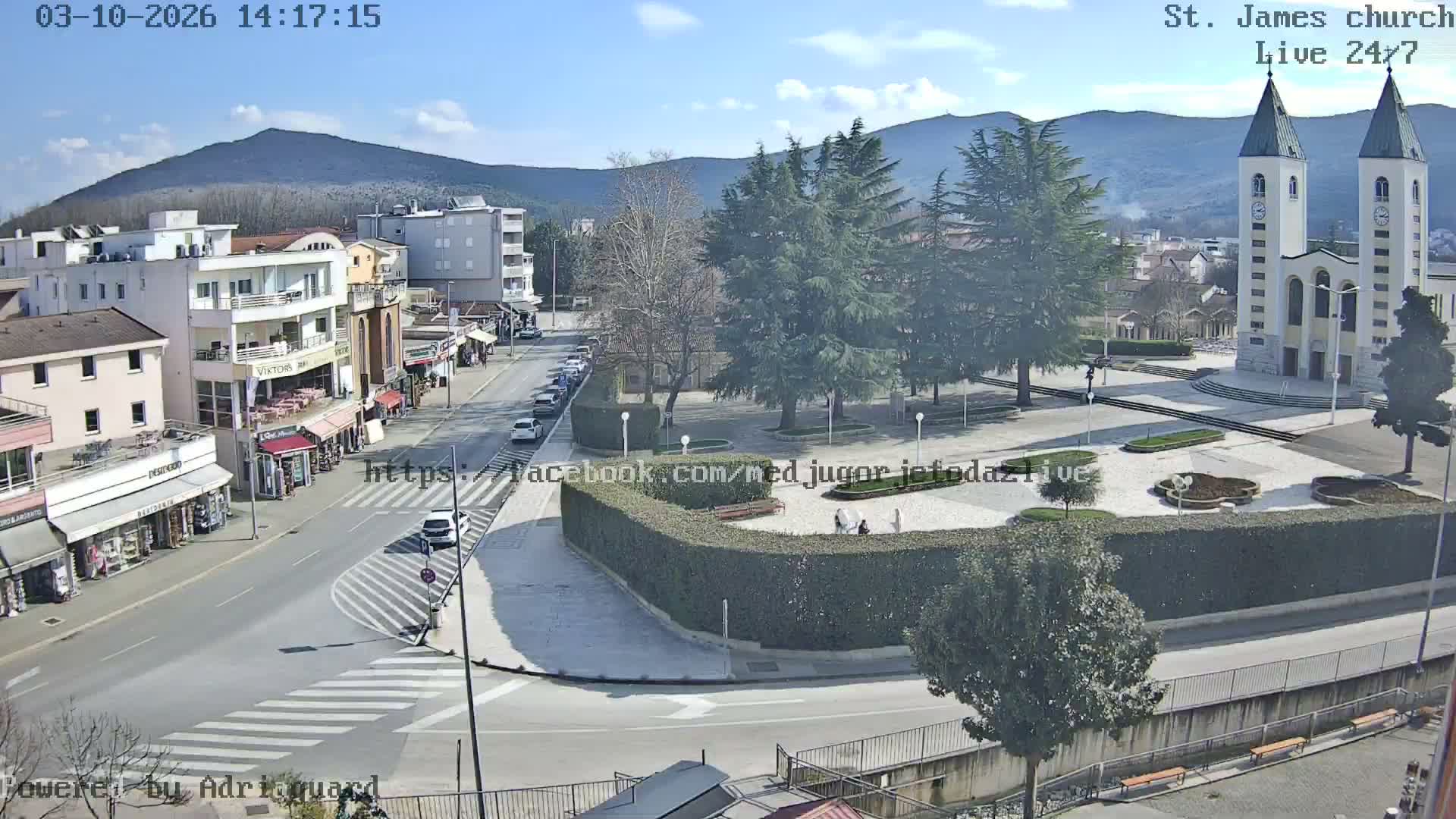 Međugorje,  Church of St. James the Greater (Apostle) Live Cam - Medugorje, Citluk, Herzegovina-Neretva, Federation of Bosnia and Herzegovina, Bosnia and Herzegovina