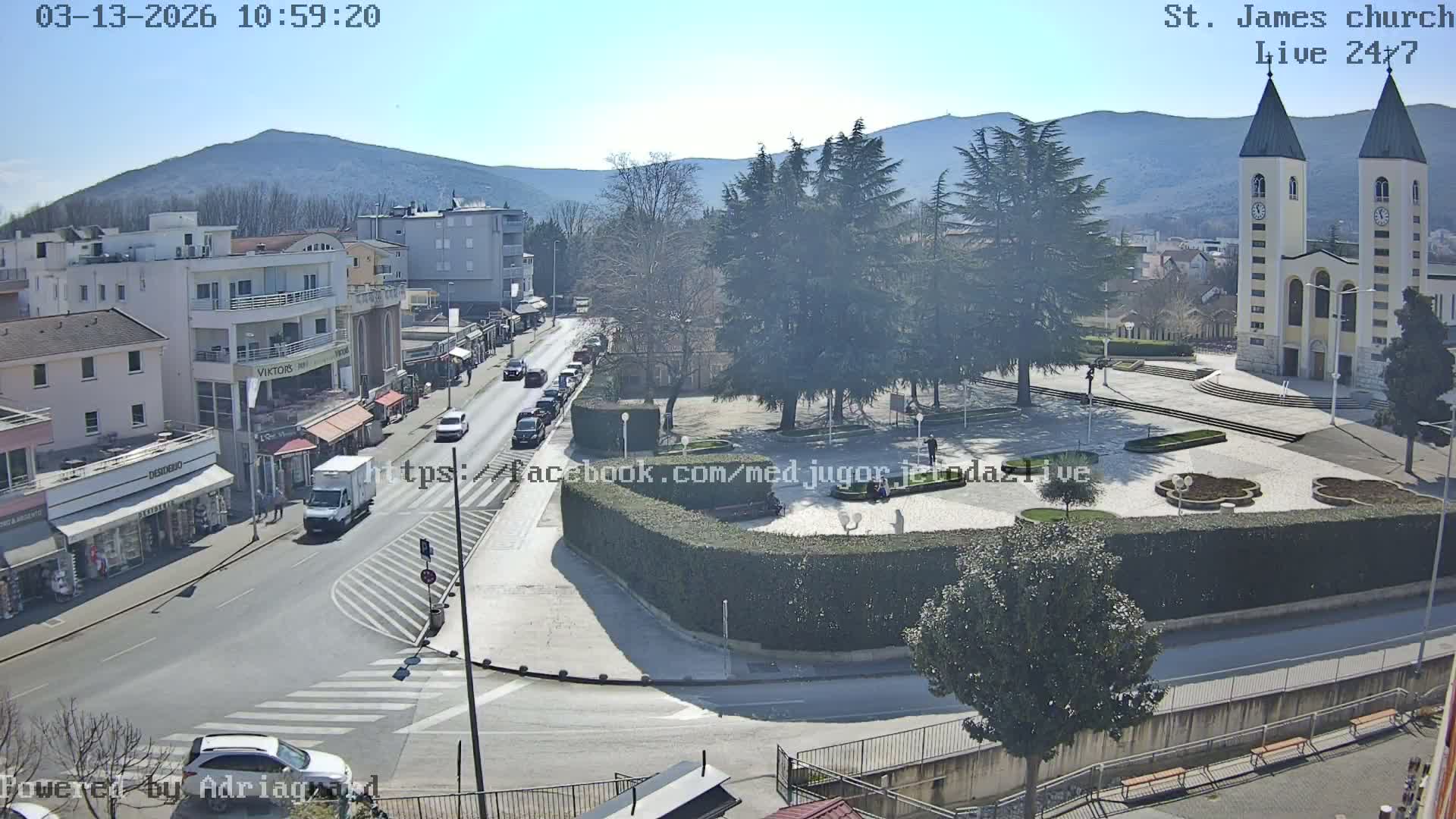 Međugorje,  Church of St. James the Greater (Apostle) Live Cam - Medugorje, Citluk, Herzegovina-Neretva, Federation of Bosnia and Herzegovina, Bosnia and Herzegovina