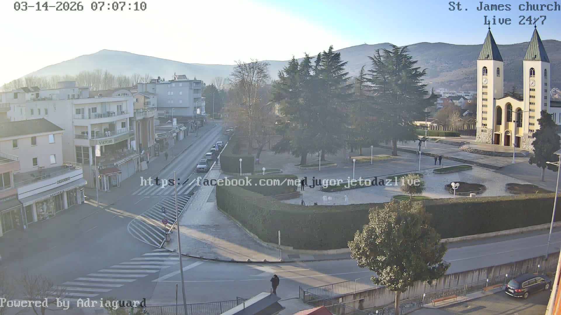 Međugorje,  Church of St. James the Greater (Apostle) Live Cam - Medugorje, Citluk, Herzegovina-Neretva, Federation of Bosnia and Herzegovina, Bosnia and Herzegovina