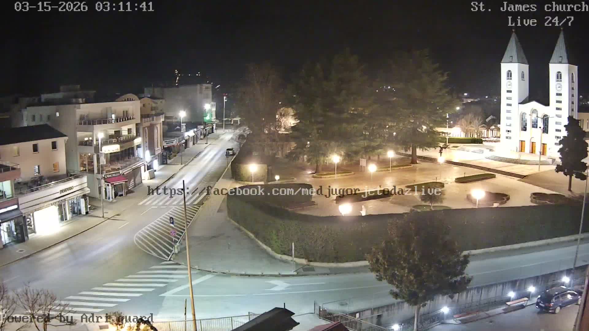 Međugorje,  Church of St. James the Greater (Apostle) Live Cam - Medugorje, Citluk, Herzegovina-Neretva, Federation of Bosnia and Herzegovina, Bosnia and Herzegovina