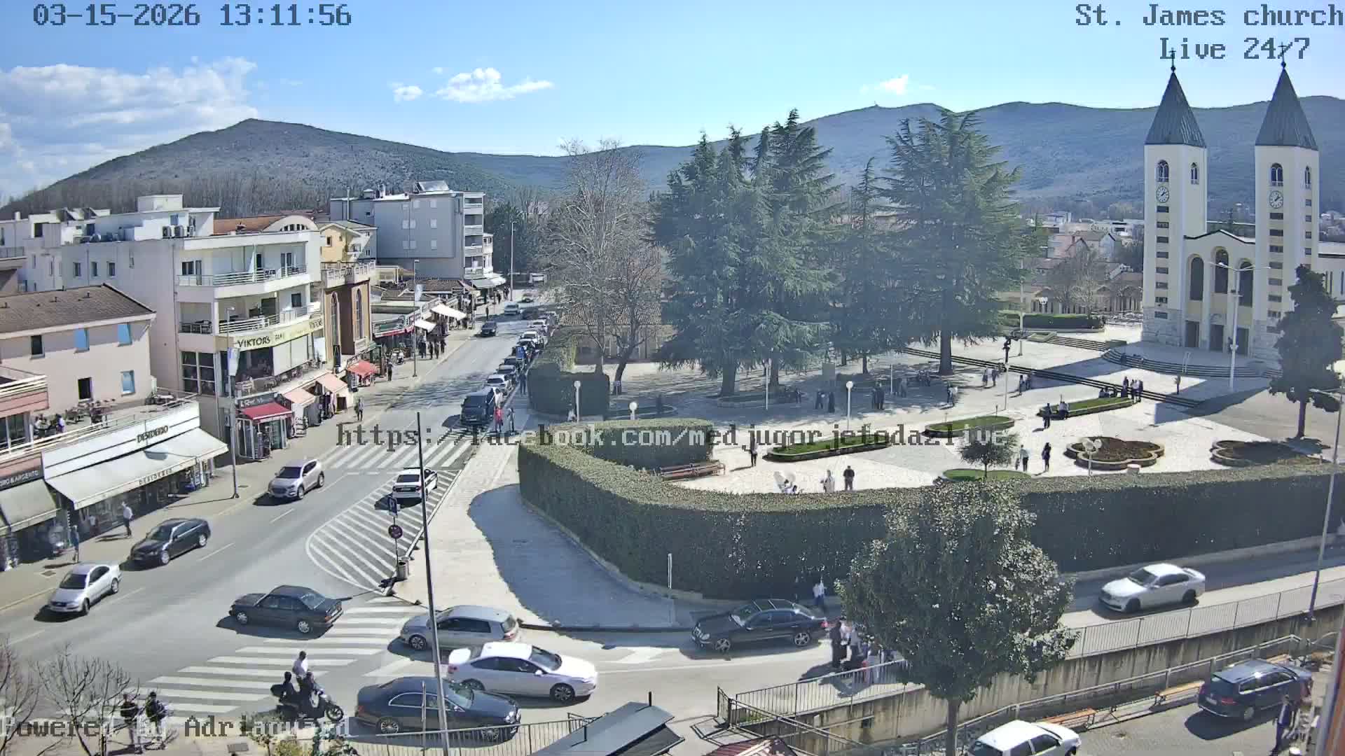 Međugorje,  Church of St. James the Greater (Apostle) Live Cam - Medugorje, Citluk, Herzegovina-Neretva, Federation of Bosnia and Herzegovina, Bosnia and Herzegovina