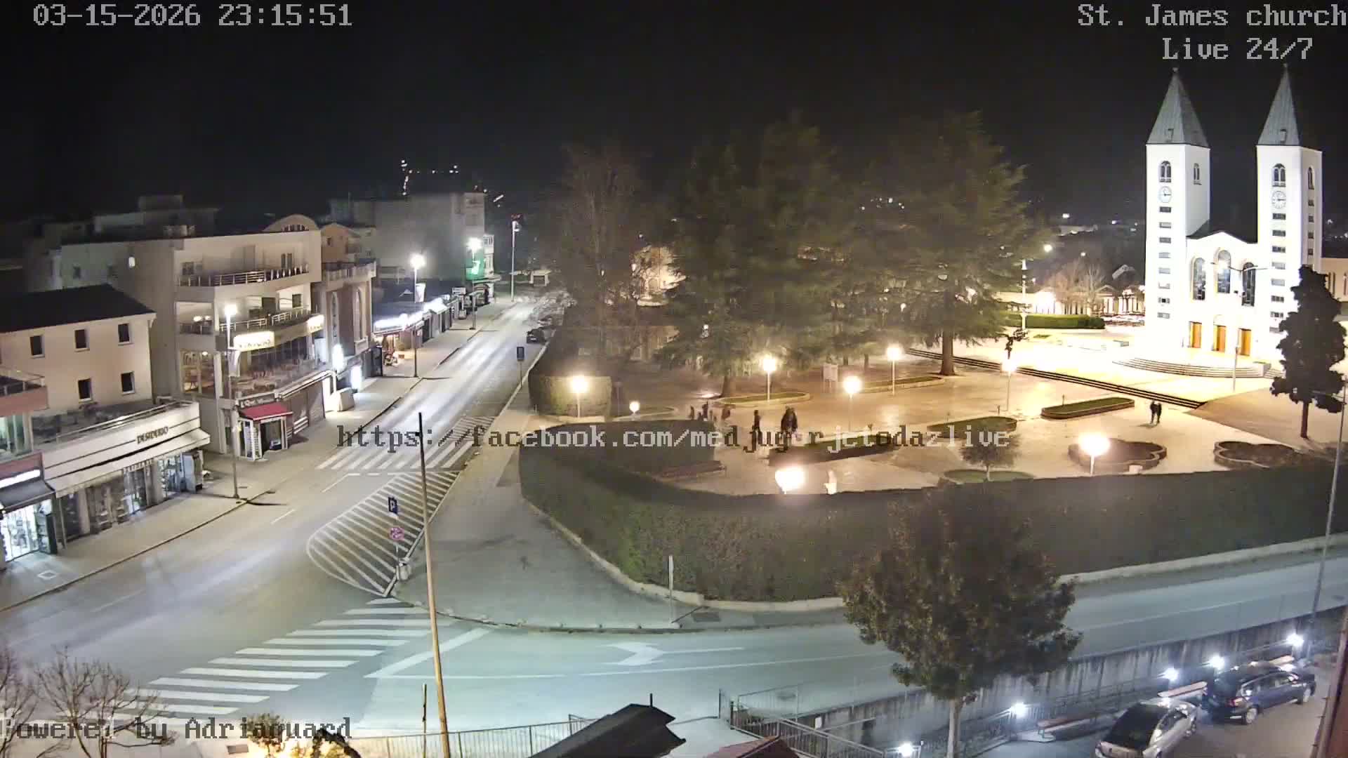 Međugorje,  Church of St. James the Greater (Apostle) Live Cam - Medugorje, Citluk, Herzegovina-Neretva, Federation of Bosnia and Herzegovina, Bosnia and Herzegovina