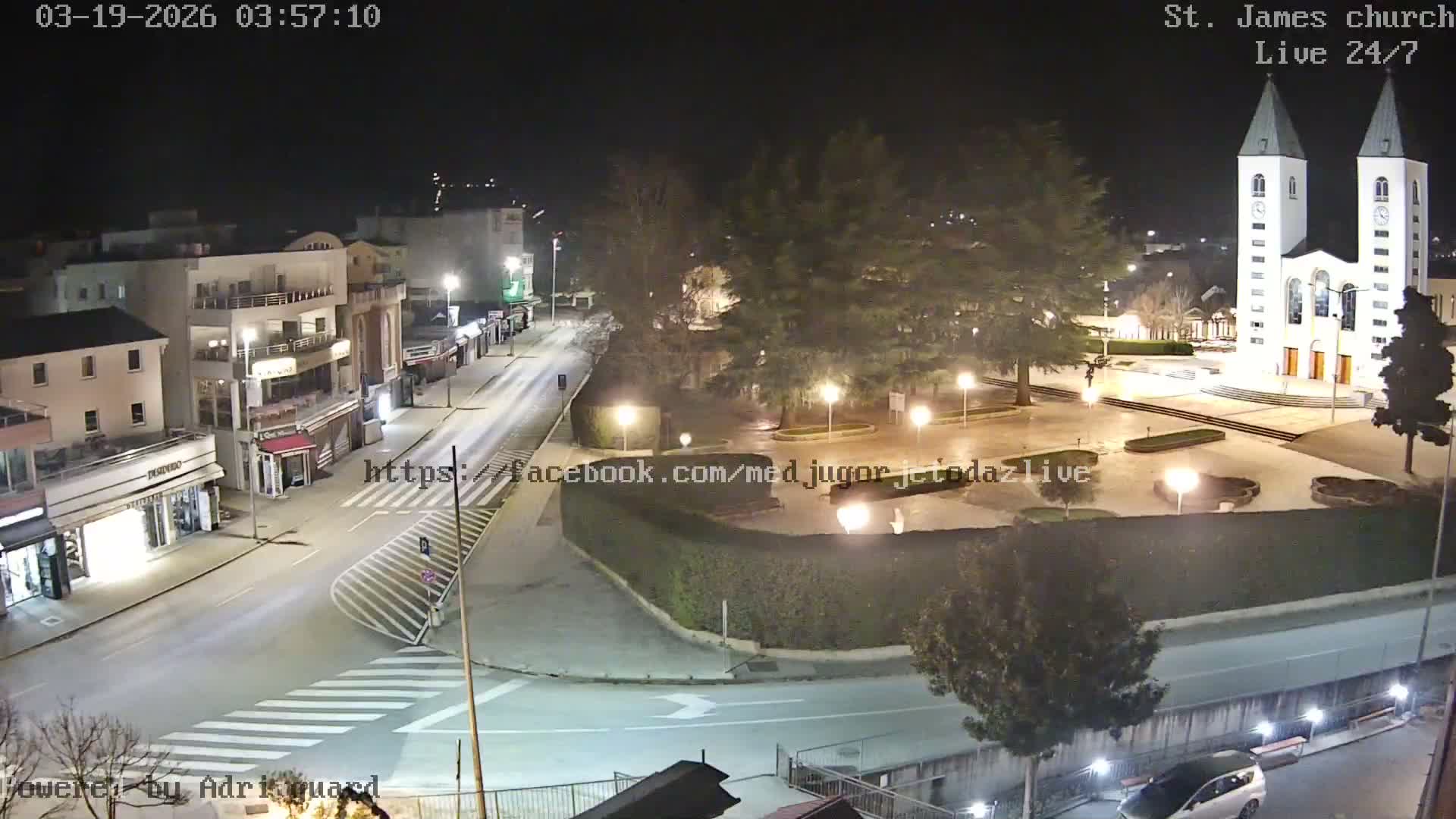 Međugorje,  Church of St. James the Greater (Apostle) Live Cam - Medugorje, Citluk, Herzegovina-Neretva, Federation of Bosnia and Herzegovina, Bosnia and Herzegovina