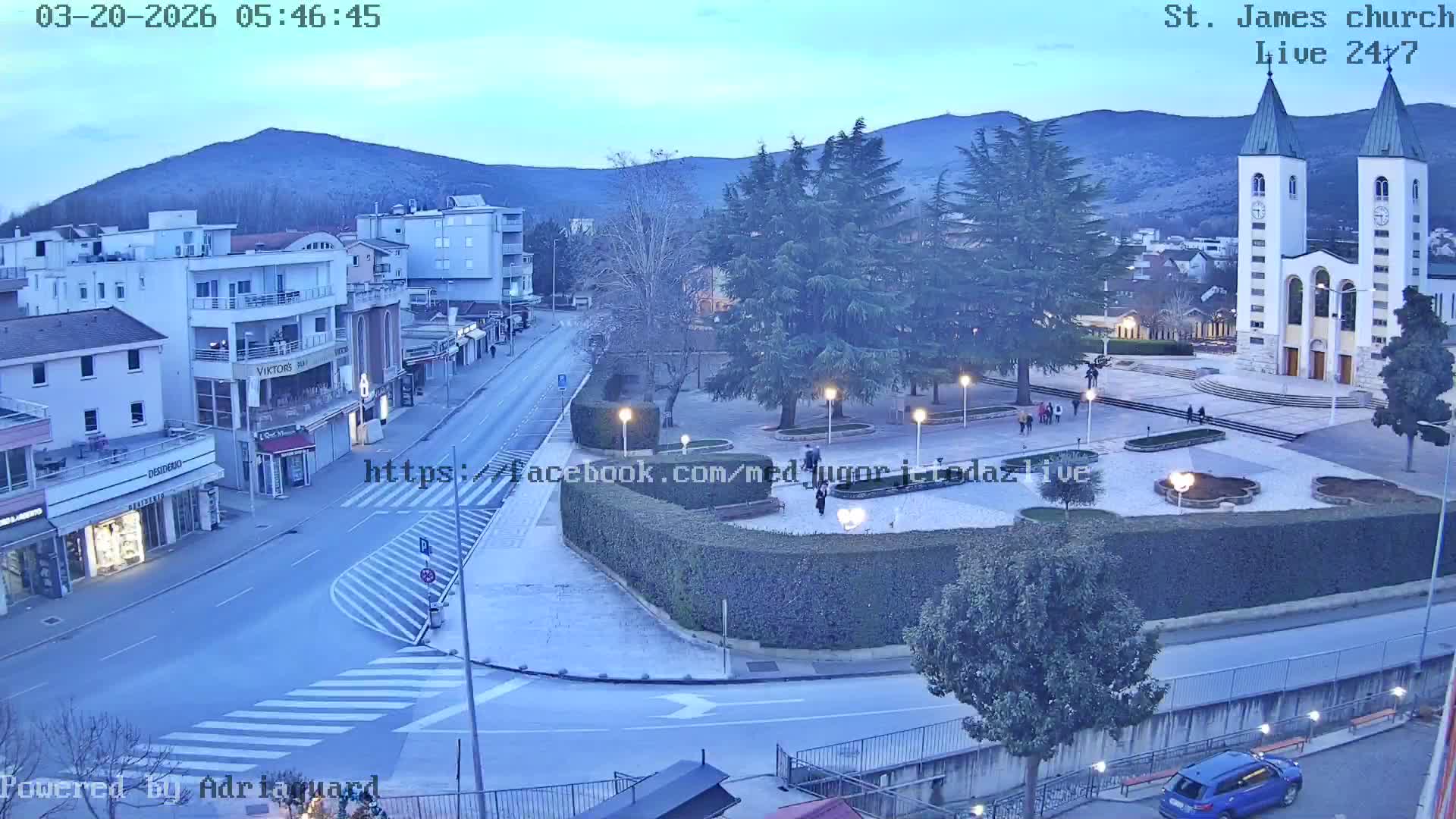 Međugorje,  Church of St. James the Greater (Apostle) Live Cam - Medugorje, Citluk, Herzegovina-Neretva, Federation of Bosnia and Herzegovina, Bosnia and Herzegovina