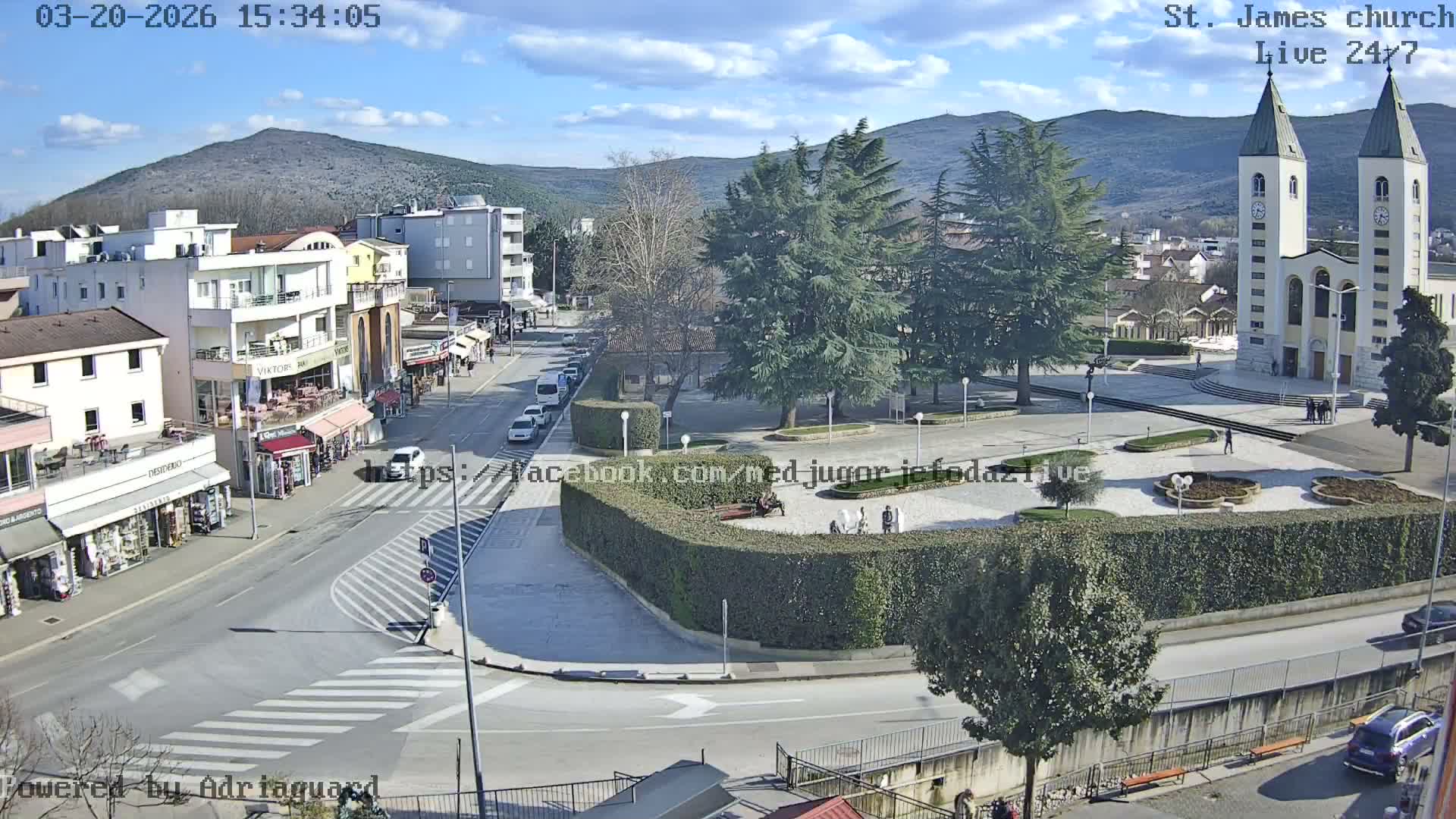 Međugorje,  Church of St. James the Greater (Apostle) Live Cam - Medugorje, Citluk, Herzegovina-Neretva, Federation of Bosnia and Herzegovina, Bosnia and Herzegovina