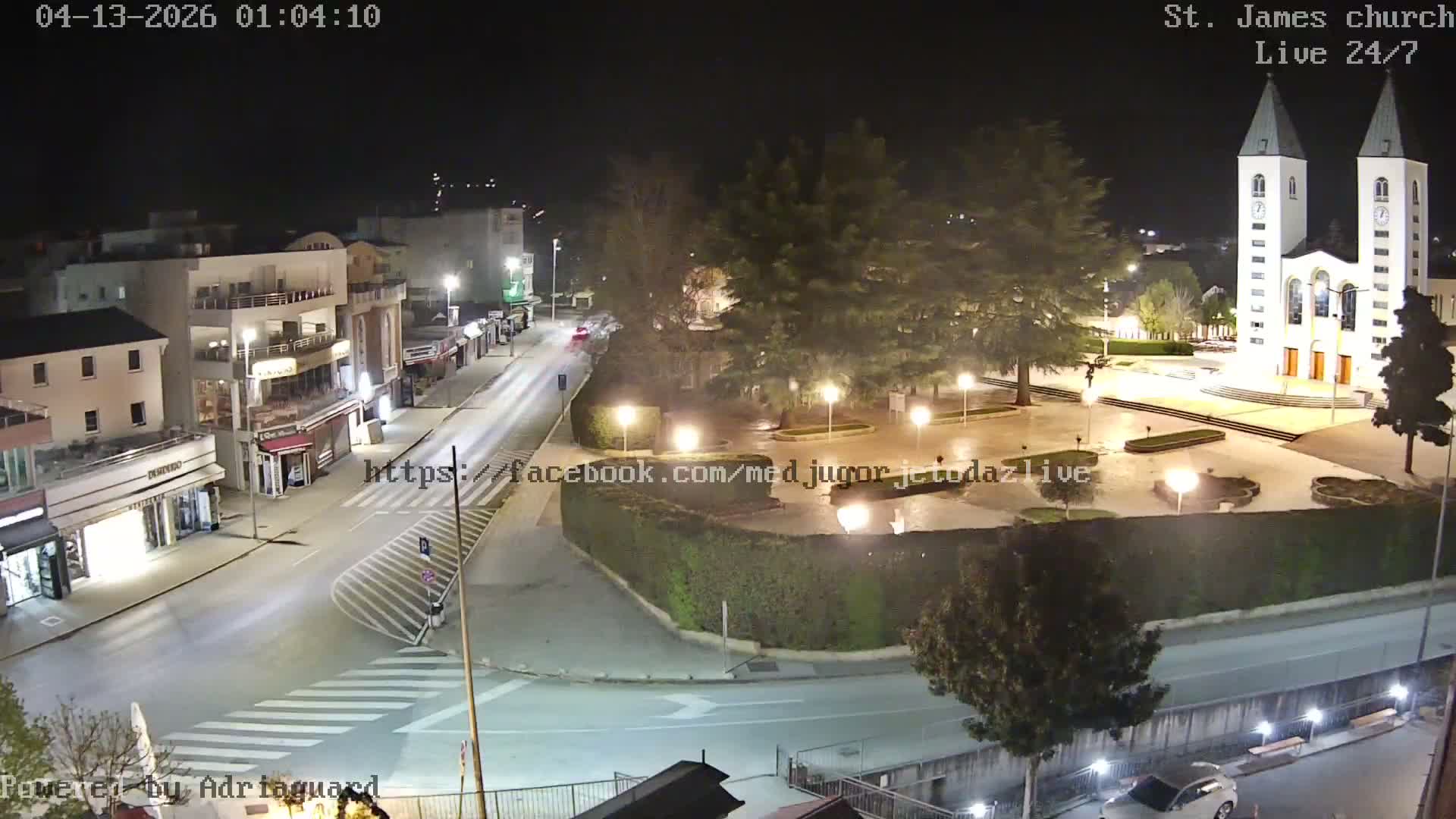 Međugorje,  Church of St. James the Greater (Apostle) Live Cam - Medugorje, Citluk, Herzegovina-Neretva, Federation of Bosnia and Herzegovina, Bosnia and Herzegovina