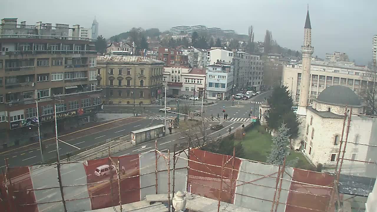 Općina ( Municipality ) Centar Sarajevo Hamza HumeMarsala Tita St Junction & Alipasina Mosque Live Cam - Centar, Sarajevo, Federation of Bosnia and Herzegovina,  Bosnia and Herzegovina 