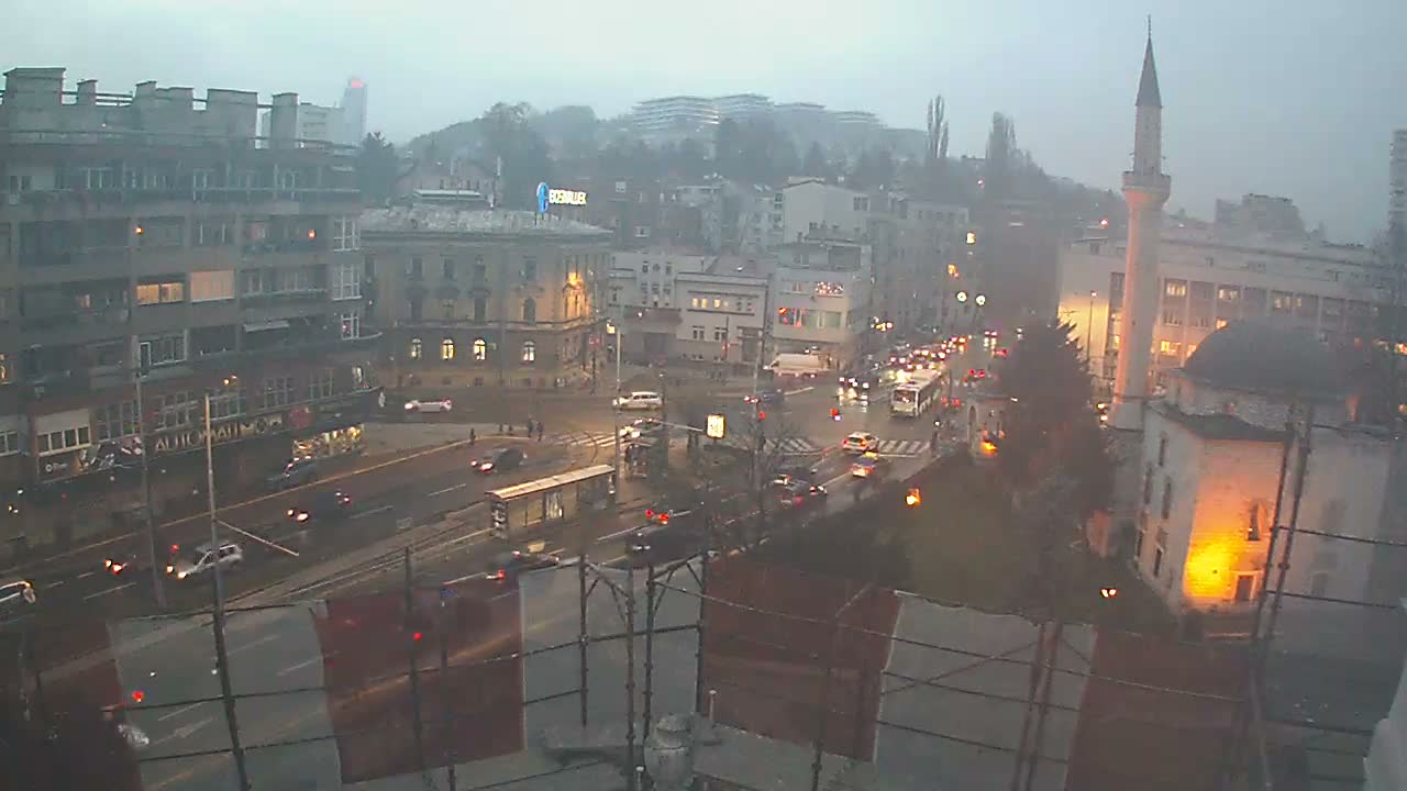 Općina ( Municipality ) Centar Sarajevo Hamza HumeMarsala Tita St Junction & Alipasina Mosque Live Cam - Centar, Sarajevo, Federation of Bosnia and Herzegovina,  Bosnia and Herzegovina 
