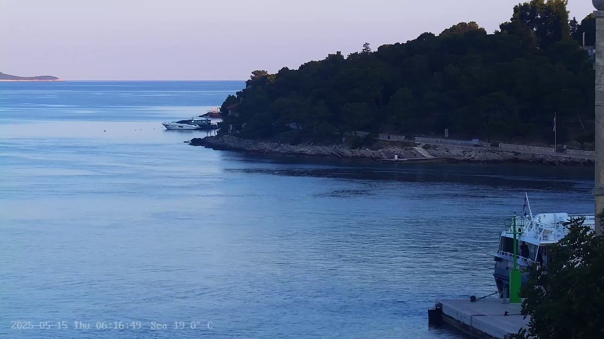 Dalmatia, Hvar Town  & Adriatic Coast Beach Kriza Panaromic Live Cam - Hvar, Grad Hvar, Split-Dalmatia, Croatia