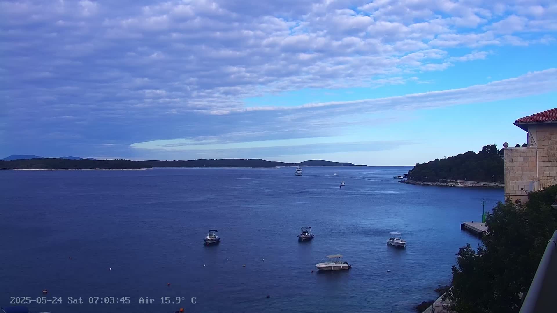 Dalmatia, Hvar Town  & Adriatic Coast Beach Kriza Panaromic Live Cam - Hvar, Grad Hvar, Split-Dalmatia, Croatia