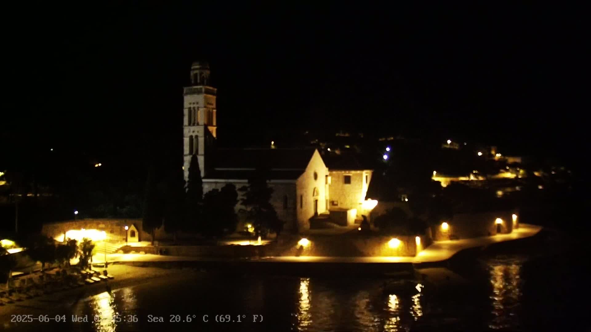 Dalmatia, Hvar Town  & Adriatic Coast Beach Kriza Panaromic Live Cam - Hvar, Grad Hvar, Split-Dalmatia, Croatia
