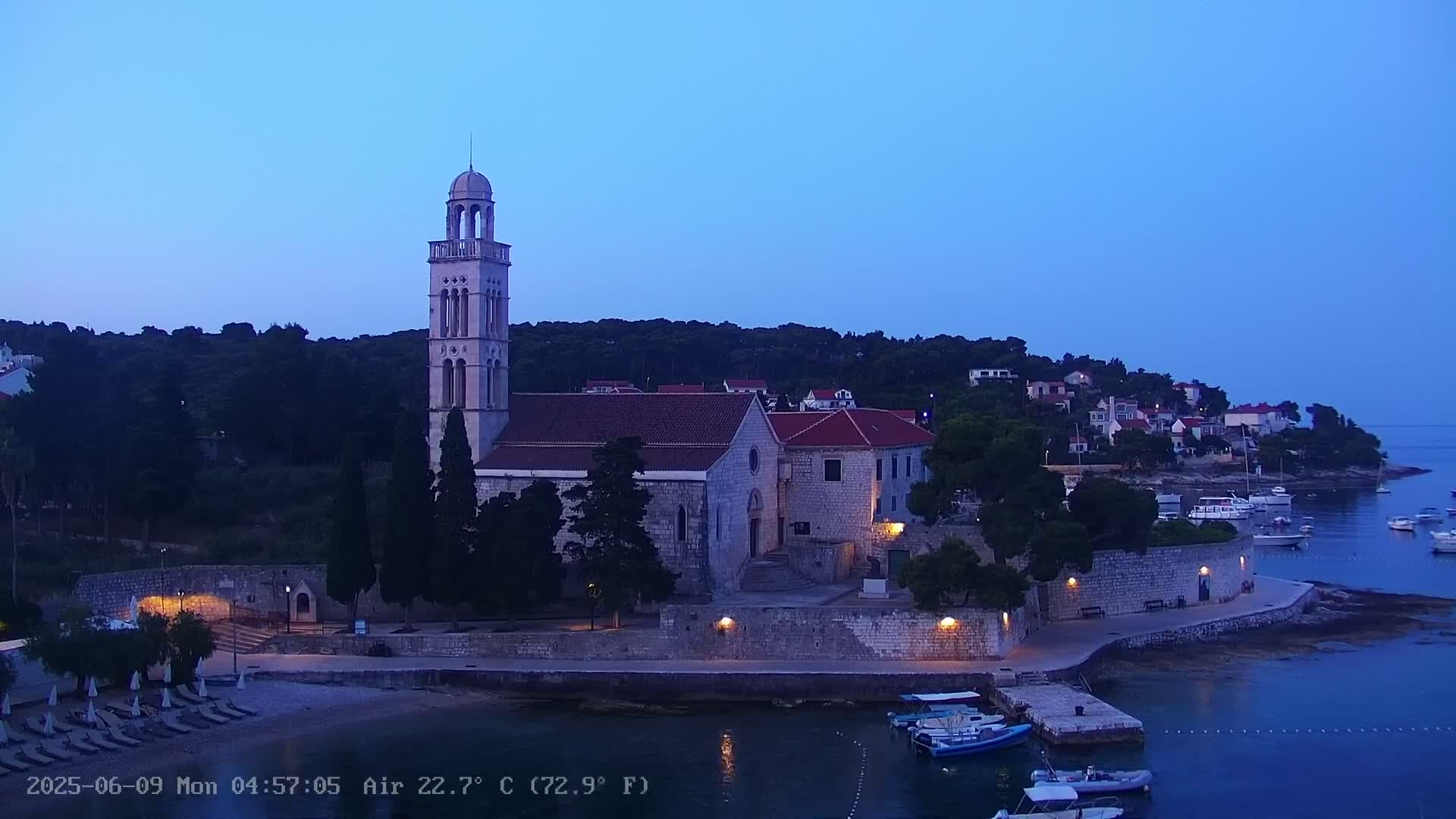Dalmatia, Hvar Town  & Adriatic Coast Beach Kriza Panaromic Live Cam - Hvar, Grad Hvar, Split-Dalmatia, Croatia
