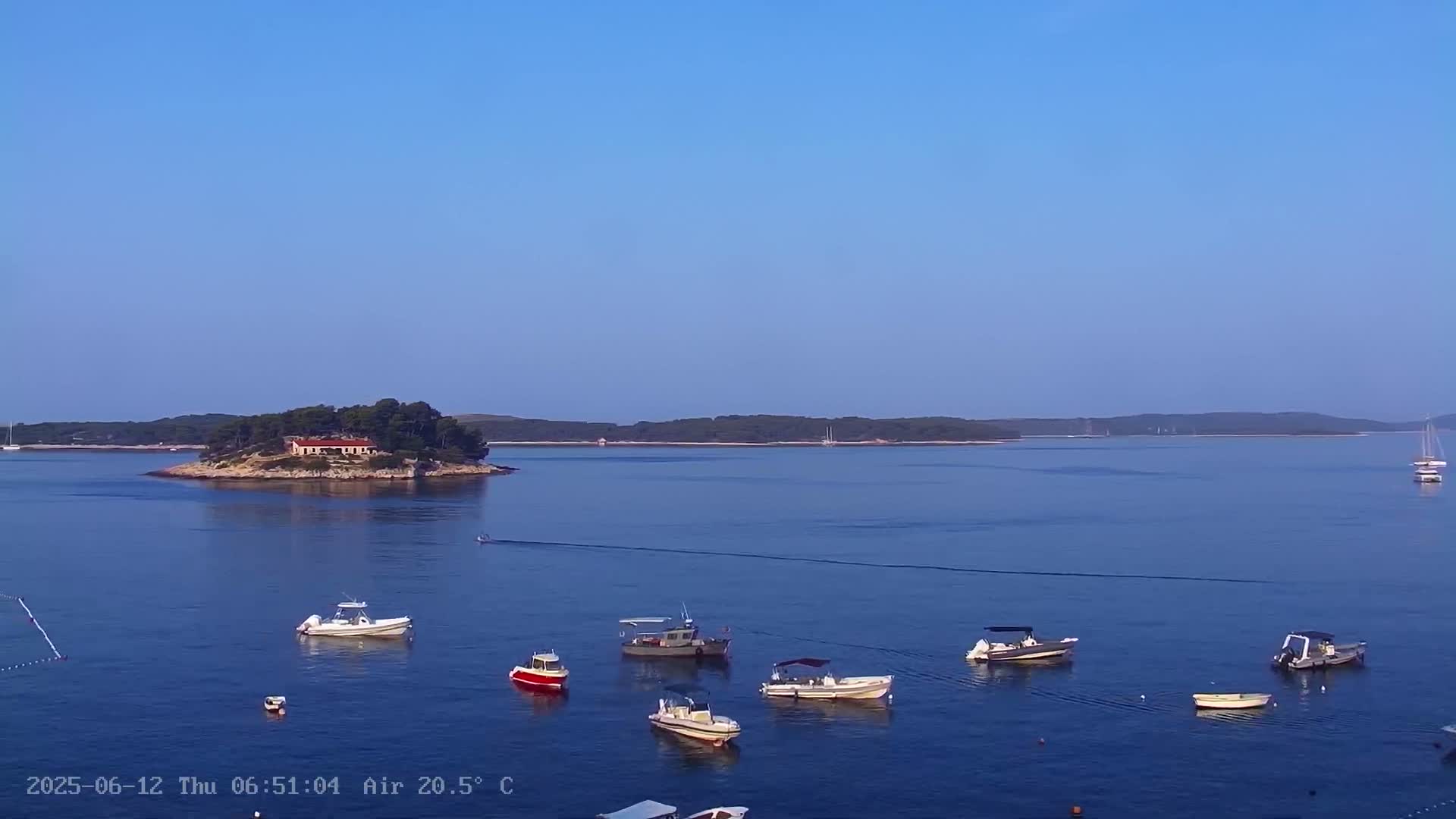 Dalmatia, Hvar Town  & Adriatic Coast Beach Kriza Panaromic Live Cam - Hvar, Grad Hvar, Split-Dalmatia, Croatia