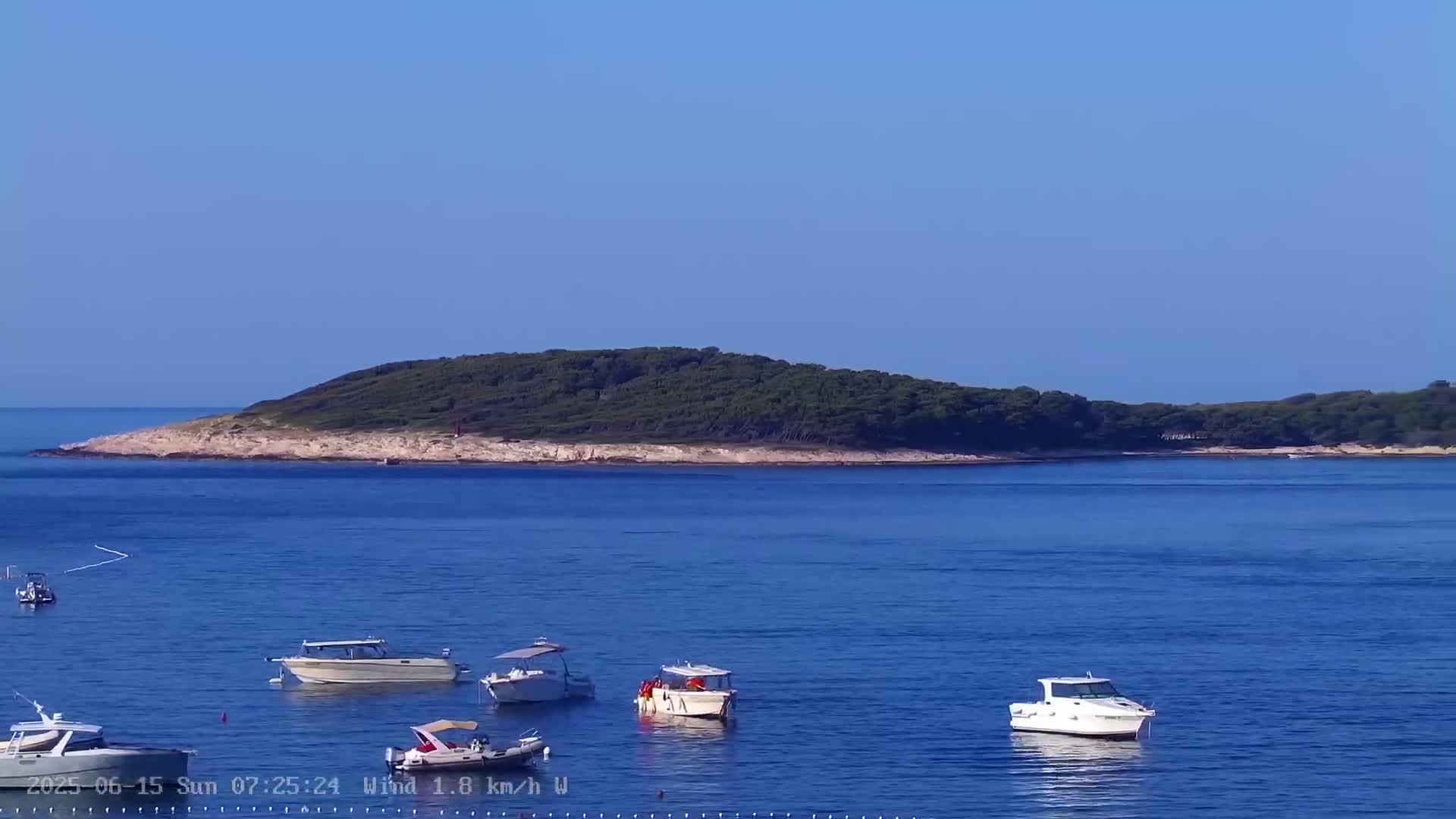 Dalmatia, Hvar Town  & Adriatic Coast Beach Kriza Panaromic Live Cam - Hvar, Grad Hvar, Split-Dalmatia, Croatia