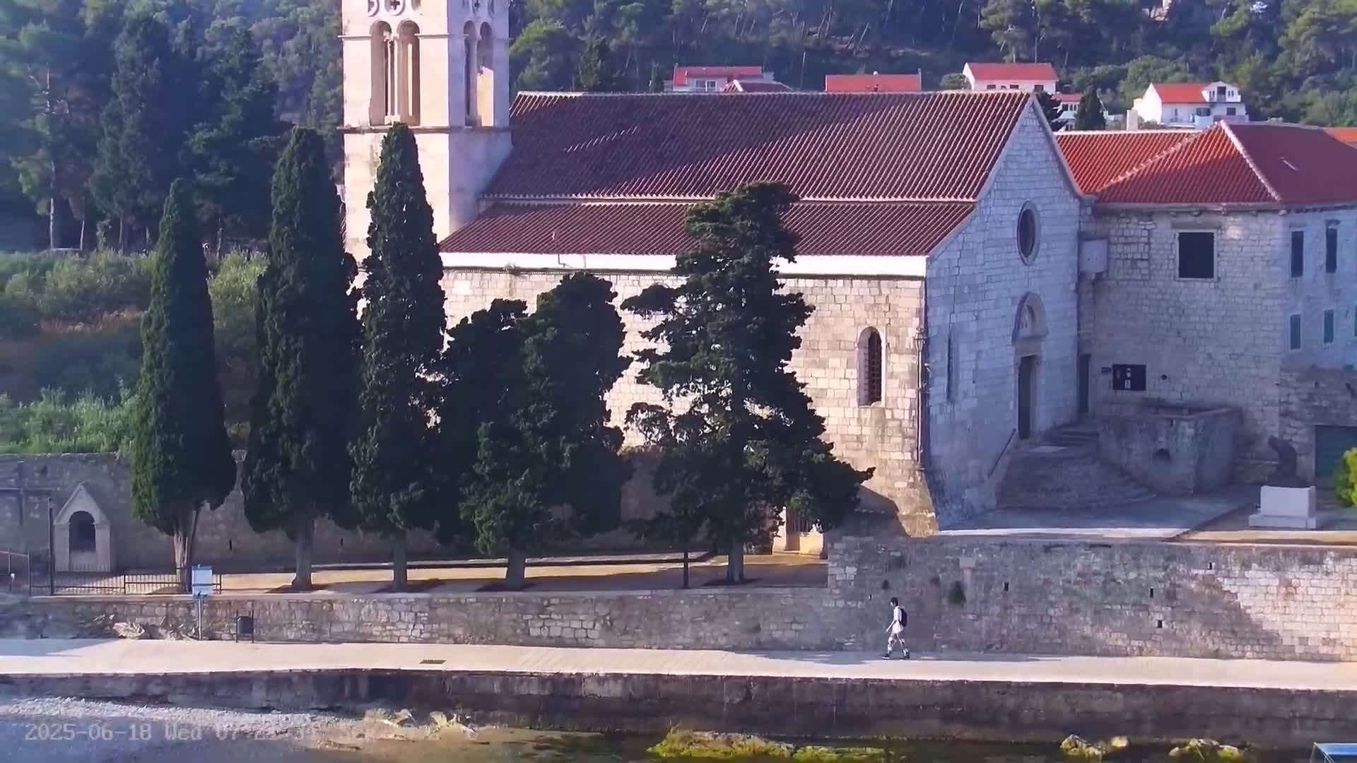 Dalmatia, Hvar Town  & Adriatic Coast Beach Kriza Panaromic Live Cam - Hvar, Grad Hvar, Split-Dalmatia, Croatia